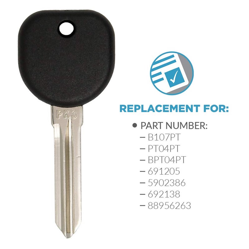 Keyless2Go بديل Keyless2Go لمفتاح السيارة مع شريحة PK3 غير مقطوعة B107 PT04 (عبوة 2) - Image 3